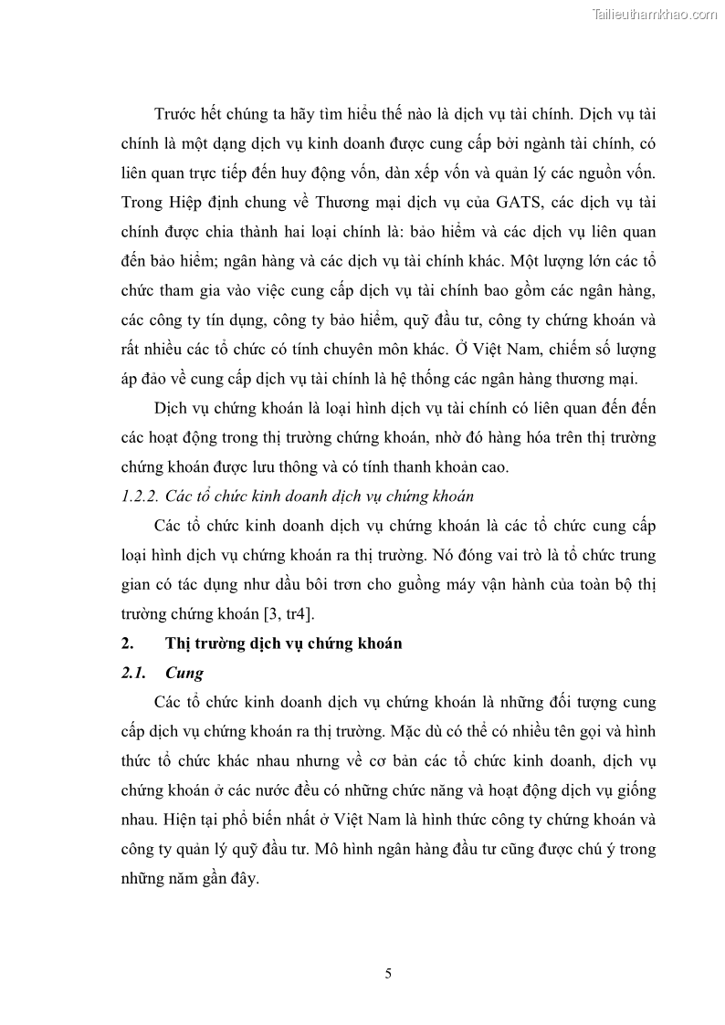 Khóa luận tốt nghiệp Tác động của các cam kết gia nhập WTO đến dịch vụ chứng khoán tại Việt Nam - 2 Trang 9