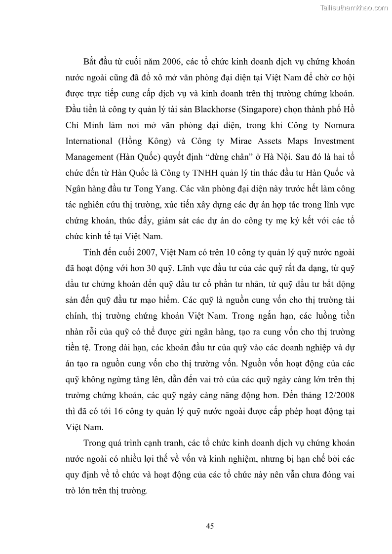 Khóa luận tốt nghiệp Tác động của các cam kết gia nhập WTO đến dịch vụ chứng khoán tại Việt Nam - 7 Trang 49