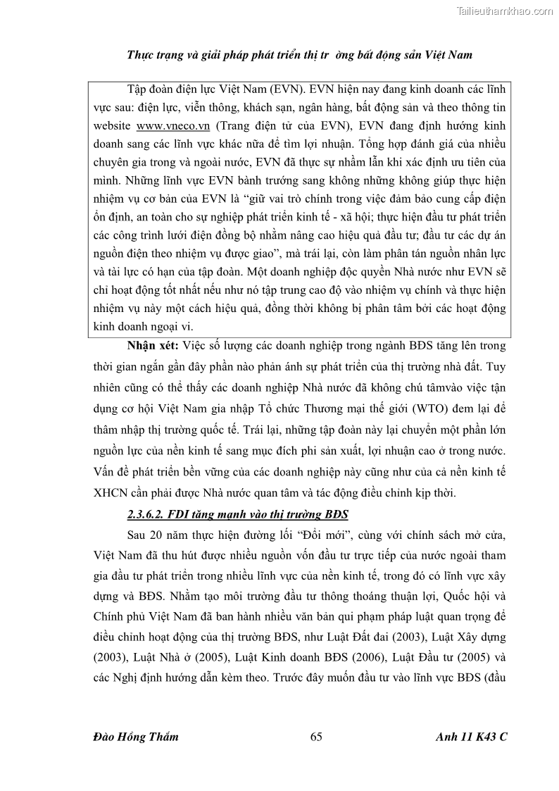 Khóa luận tốt nghiệp Thực trạng và giải pháp phát triển thị trường bất động sản ở Việt Nam - 10 Trang 73