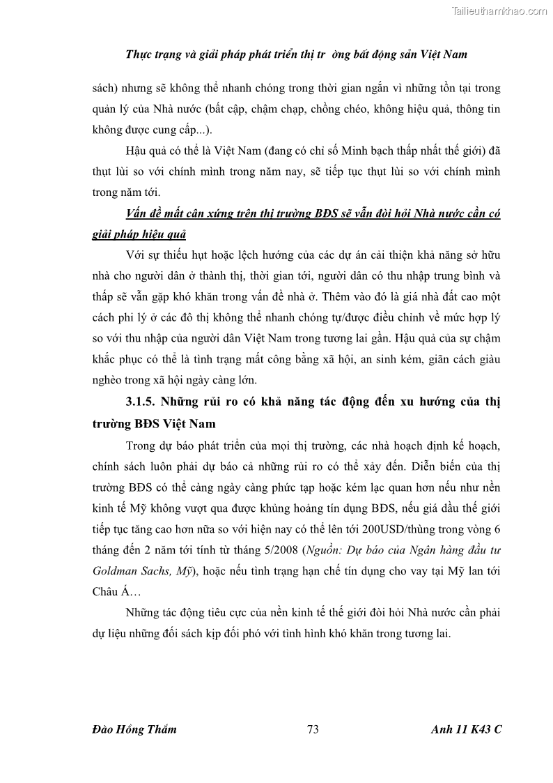 Khóa luận tốt nghiệp Thực trạng và giải pháp phát triển thị trường bất động sản ở Việt Nam - 11 Trang 81