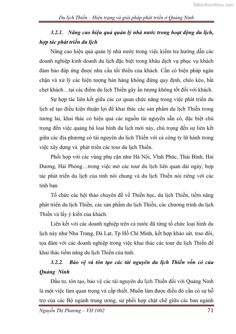 Khóa luận tốt nghiệp Văn hóa du lịch Du lịch thiền – hiện trạng và giải pháp phát triển ở Quảng Ninh - 11 Trang 81