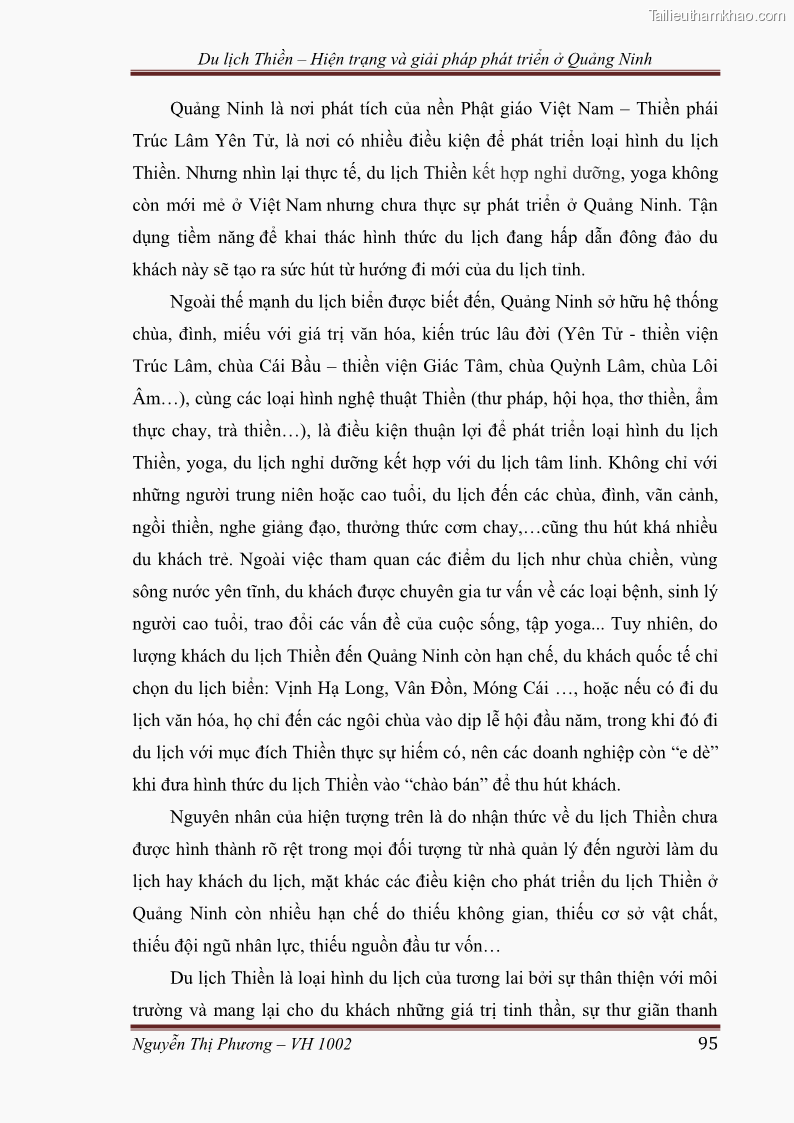 Khóa luận tốt nghiệp Văn hóa du lịch Du lịch thiền – hiện trạng và giải pháp phát triển ở Quảng Ninh - 14 Trang 105