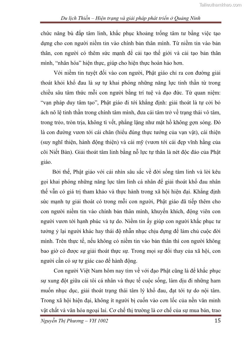 Khóa luận tốt nghiệp Văn hóa du lịch Du lịch thiền – hiện trạng và giải pháp phát triển ở Quảng Ninh - 4 Trang 25