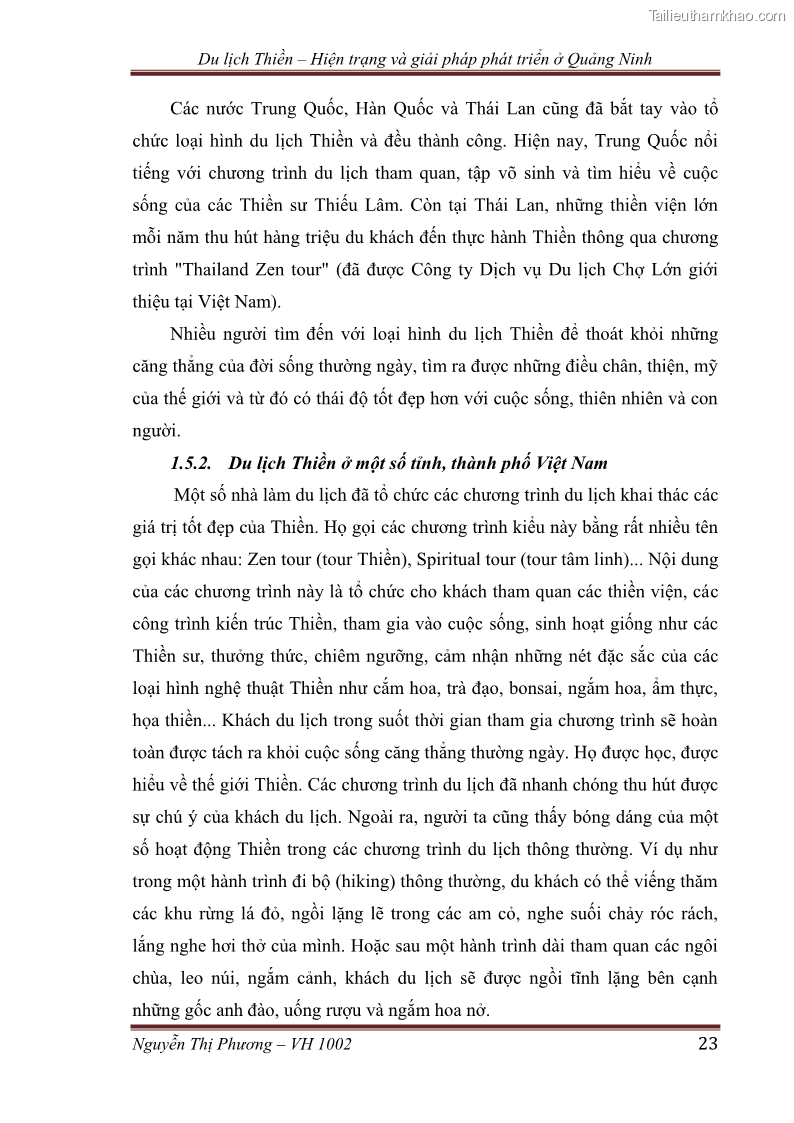 Khóa luận tốt nghiệp Văn hóa du lịch Du lịch thiền – hiện trạng và giải pháp phát triển ở Quảng Ninh - 5 Trang 33