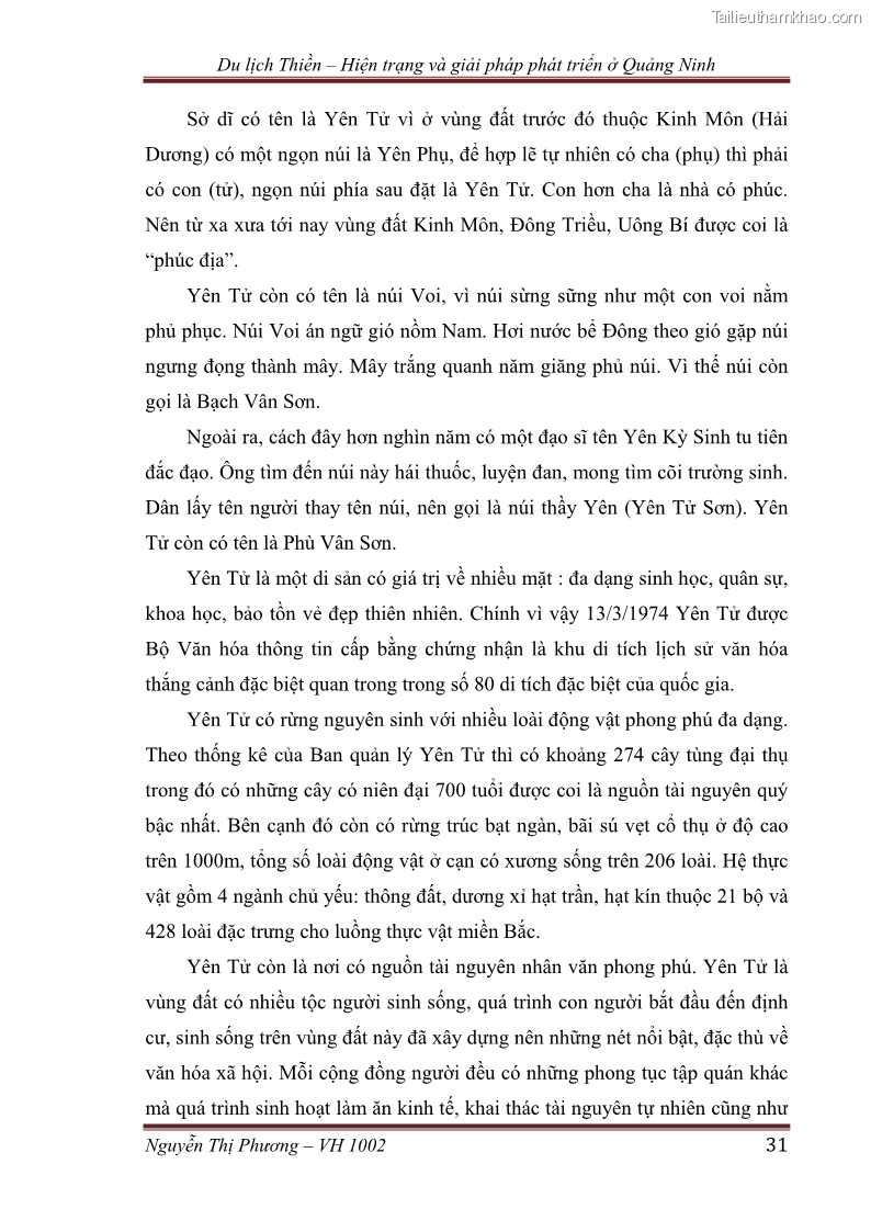 Khóa luận tốt nghiệp Văn hóa du lịch Du lịch thiền – hiện trạng và giải pháp phát triển ở Quảng Ninh - 6 Trang 41