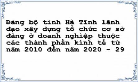 Đảng bộ tỉnh Hà Tĩnh lãnh đạo xây dựng tổ chức cơ sở đảng ở doanh nghiệp thuộc các thành phần kinh tế từ năm 2010 đến năm 2020 - 29