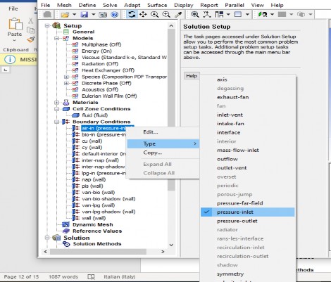 PL 16 Chọn thẻ điều kiện biên và chọn pressure inlet PL 17 Chọn giá trị áp 3