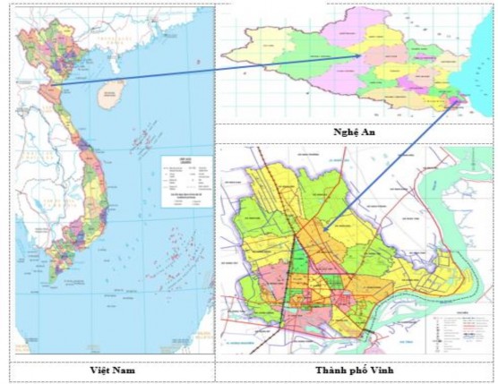 Hình 4 1 Sơ đồ vị trí thành phố Vinh tỉnh Nghệ An Nguồn UNBD thành phố Vinh 1