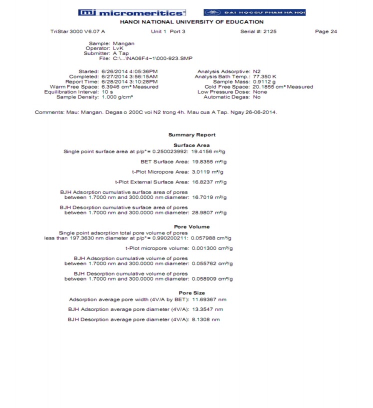 Phụ lục 9 MỘT SỐ KẾT QUẢ THÍ NGHIỆM Bảng 1p Kết quả xử lý các chất 1