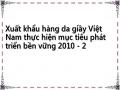 Xuất khẩu hàng da giầy Việt Nam thực hiện mục tiêu phát triển bền vững 2010 - 2