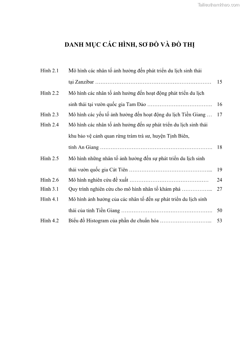 Luận văn Thạc sĩ Kinh tế Các nhân tố ảnh hưởng đến phát triển du lịch sinh thái tỉnh Tiền Giang - 2 Trang 9