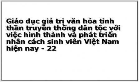 Giáo dục giá trị văn hóa tinh thần truyền thống dân tộc với việc hình thành và phát triển nhân cách sinh viên Việt Nam hiện nay - 22