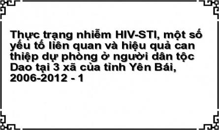 Thực trạng nhiễm HIV-STI, một số yếu tố liên quan và hiệu quả can thiệp dự phòng ở người dân tộc Dao tại 3 xã của tỉnh Yên Bái, 2006-2012 - 1