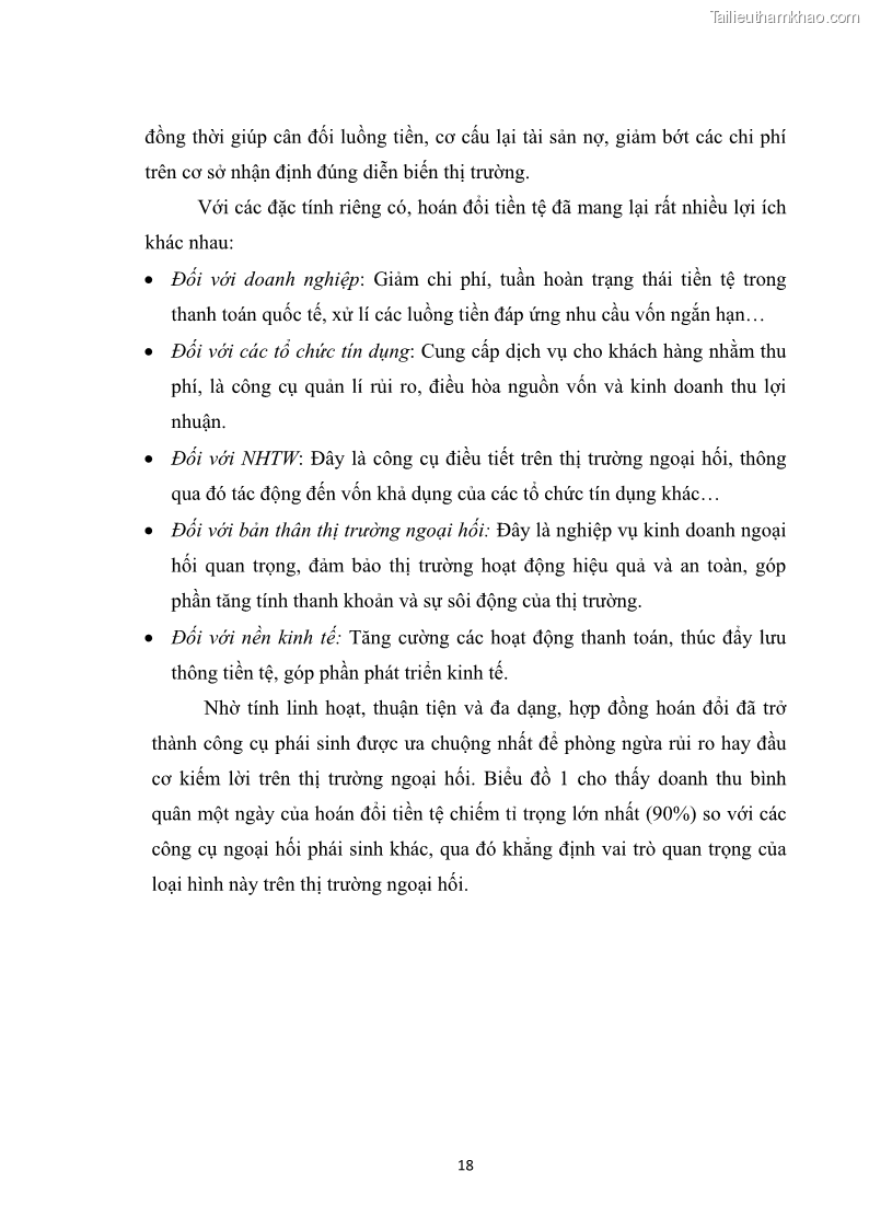 Khóa luận tốt nghiệp Sử dụng nghiệp vụ hoán đổi tiền tệ nhằm mục đích phòng ngừa rủi ro và đầu cơ trên thị trường ngoại hối - 4 Trang 25