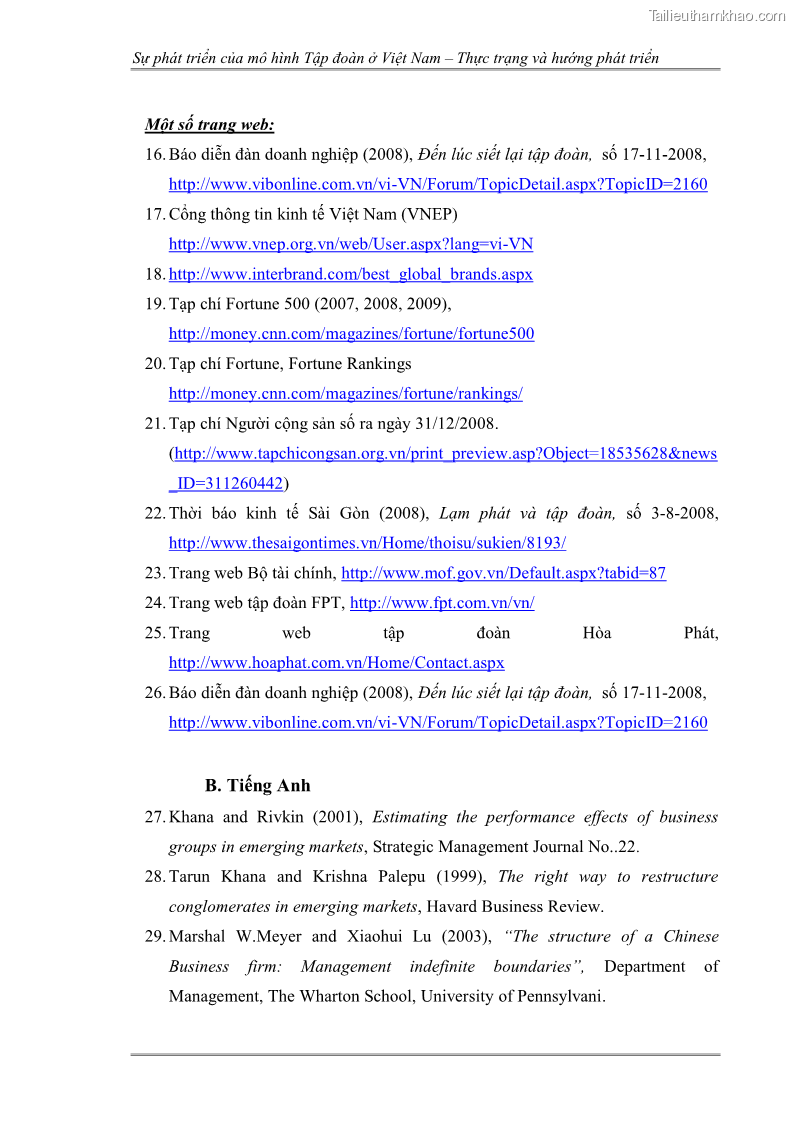 Khóa luận tốt nghiệp Sự phát triển của mô hình tập đoàn ở Việt Nam - Thực trạng và hướng phát triển - 14 Trang 105