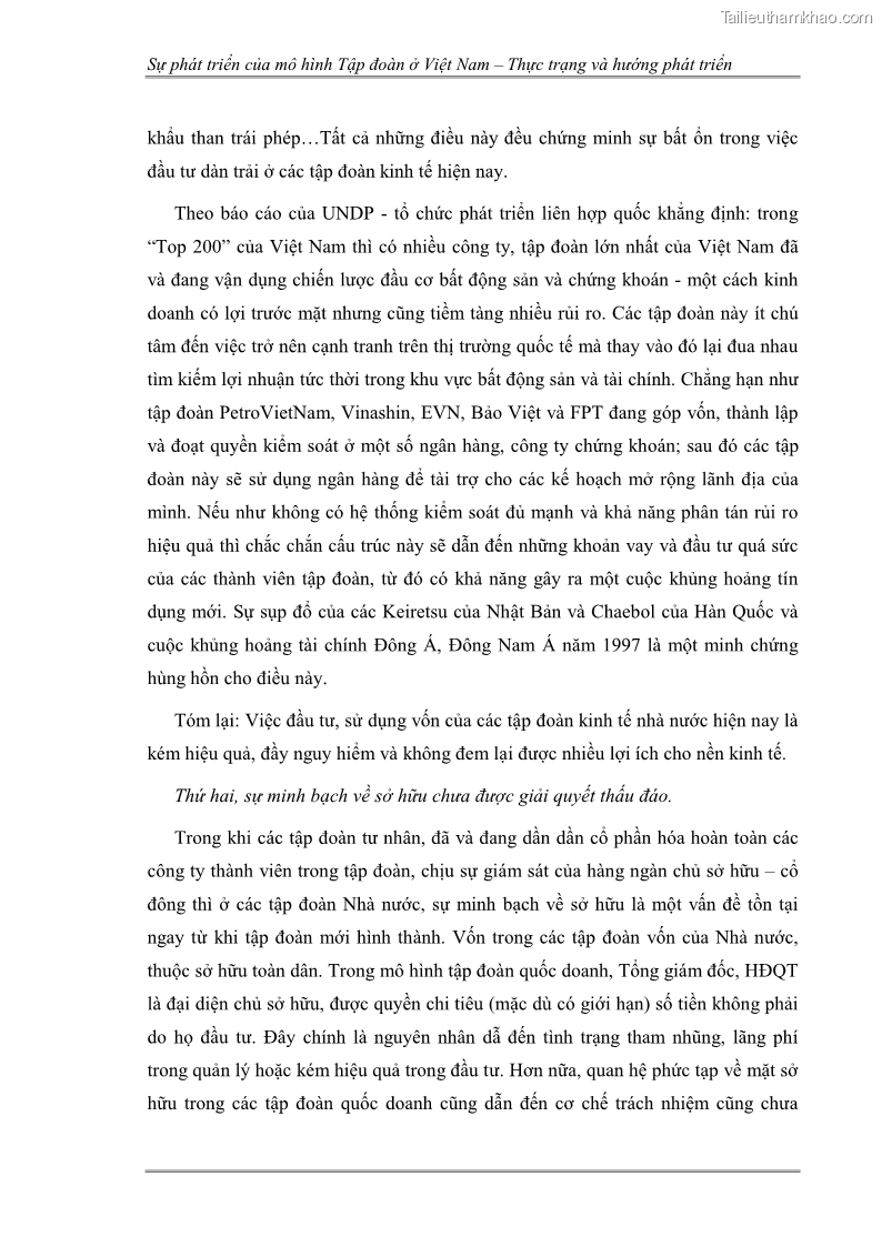 Khóa luận tốt nghiệp Sự phát triển của mô hình tập đoàn ở Việt Nam - Thực trạng và hướng phát triển - 9 Trang 65