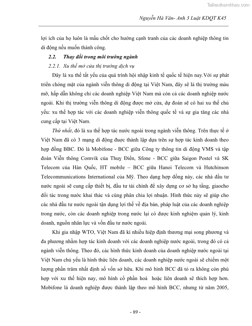 Khóa luận tốt nghiệp Tác động của các hình thức khuyến mại đến hoạt động kinh doanh dịch vụ viễn thông di động Mobifone của tập đoàn Bưu chính viễn thông VNPT - 13 Trang 97