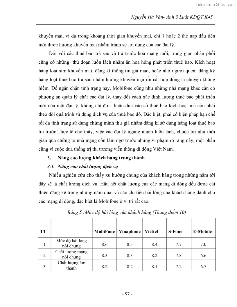 Khóa luận tốt nghiệp Tác động của các hình thức khuyến mại đến hoạt động kinh doanh dịch vụ viễn thông di động Mobifone của tập đoàn Bưu chính viễn thông VNPT - 14 Trang 105