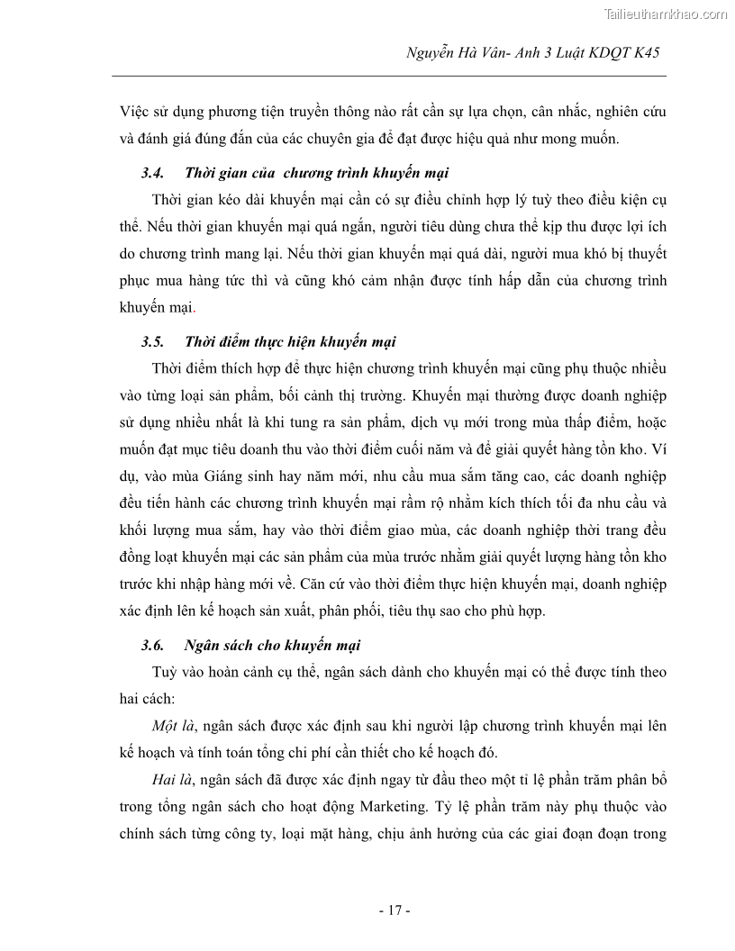 Khóa luận tốt nghiệp Tác động của các hình thức khuyến mại đến hoạt động kinh doanh dịch vụ viễn thông di động Mobifone của tập đoàn Bưu chính viễn thông VNPT - 4 Trang 25