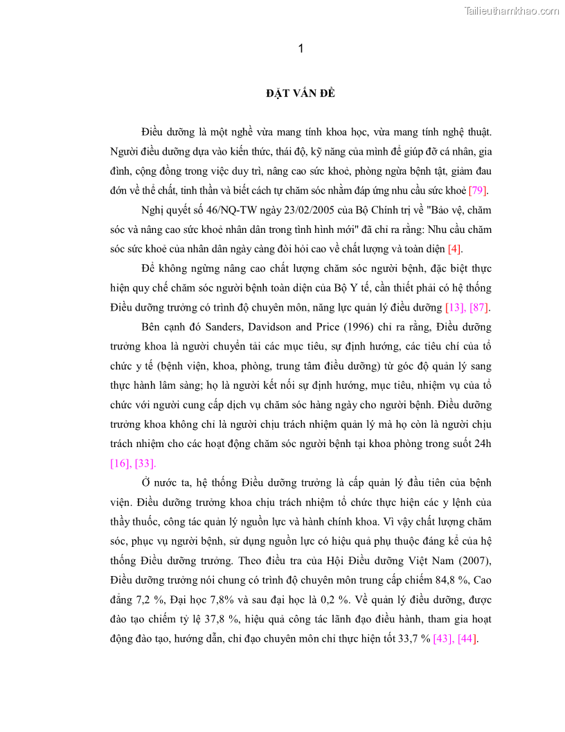 Luận án Tiến sĩ Y học Thực trạng và hiệu quả can thiệp nâng cao năng lực Điều dưỡng trưởng tại tỉnh Nghệ An - 1 Trang 1
