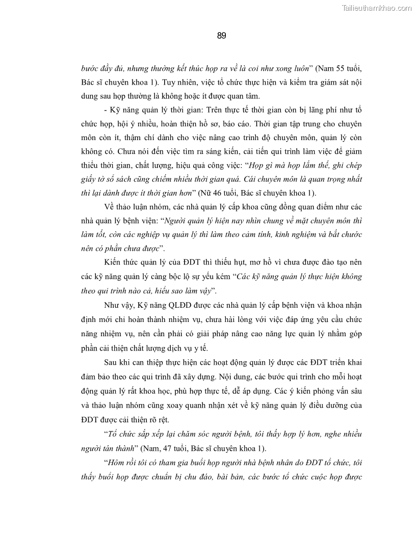 Luận án Tiến sĩ Y học Thực trạng và hiệu quả can thiệp nâng cao năng lực Điều dưỡng trưởng tại tỉnh Nghệ An - 12 Trang 89