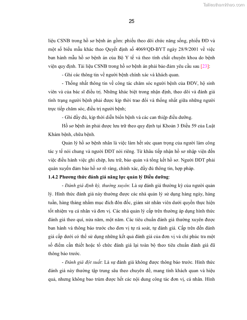 Luận án Tiến sĩ Y học Thực trạng và hiệu quả can thiệp nâng cao năng lực Điều dưỡng trưởng tại tỉnh Nghệ An - 4 Trang 25