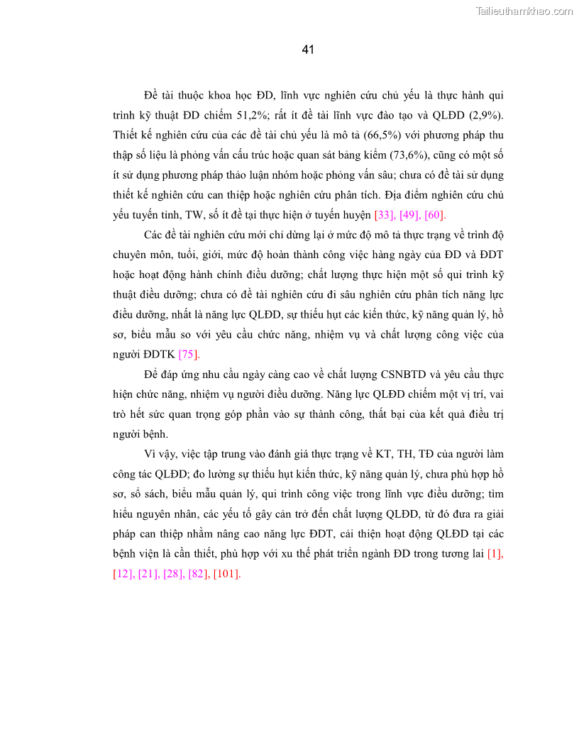 Luận án Tiến sĩ Y học Thực trạng và hiệu quả can thiệp nâng cao năng lực Điều dưỡng trưởng tại tỉnh Nghệ An - 6 Trang 41