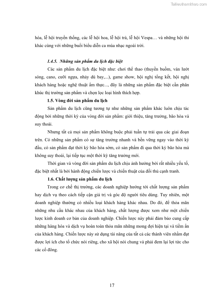 Luận văn thạc sĩ kinh tế Giải pháp đa dạng hóa sản phẩm du lịch tỉnh Lâm Đồng đến năm 2015 - 3 Trang 17