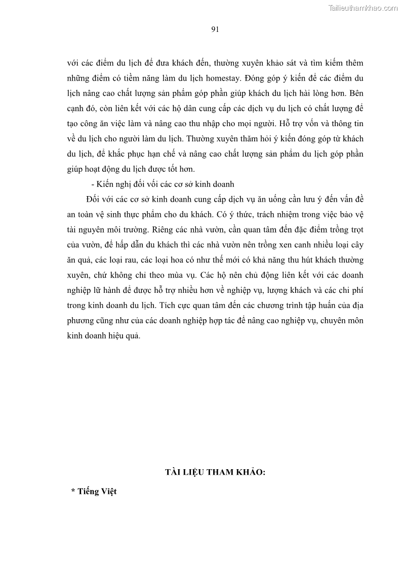 Luận văn Thạc sĩ Quản trị dịch vụ du lịch và lữ hành Phát triển du lịch Homestay tại Đà Lạt - 15 Trang 113