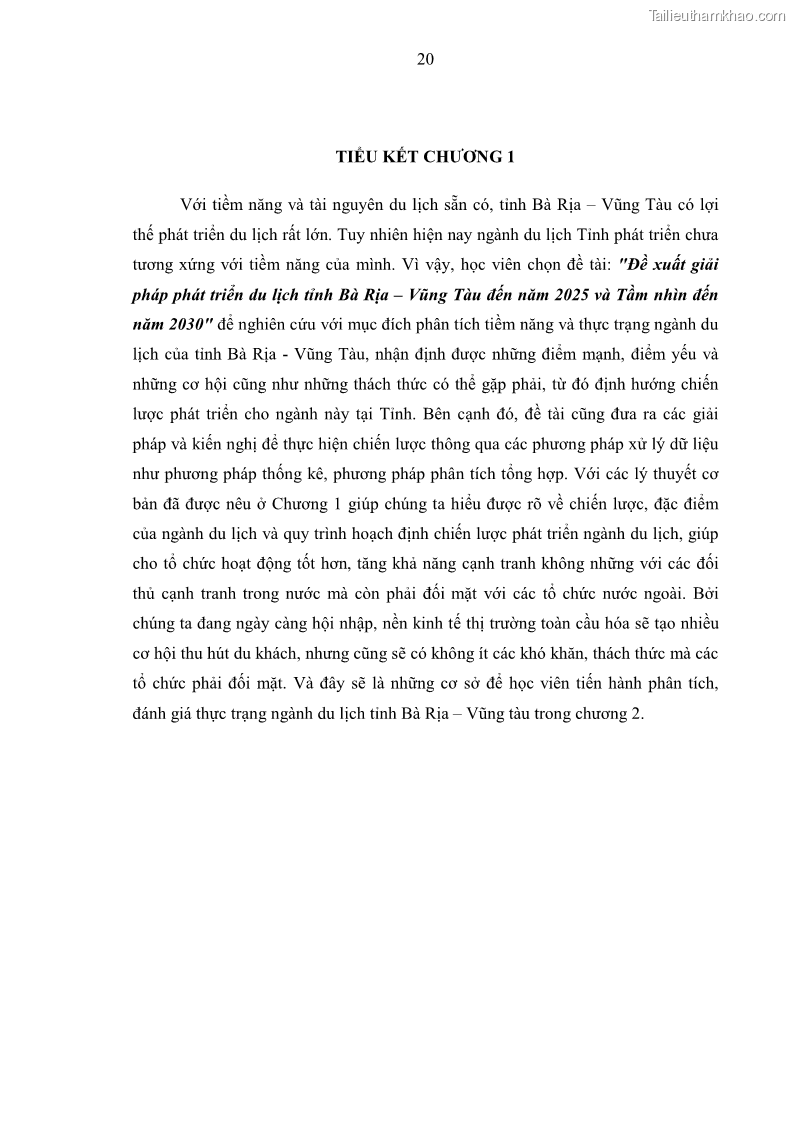 Luận văn Thạc sĩ Quản trị kinh doanh Đề xuất giải pháp phát triển du lịch tỉnh Bà Rịa – Vũng Tàu đến năm 2025 và Tầm nhìn đến năm 2030 - 5 Trang 33