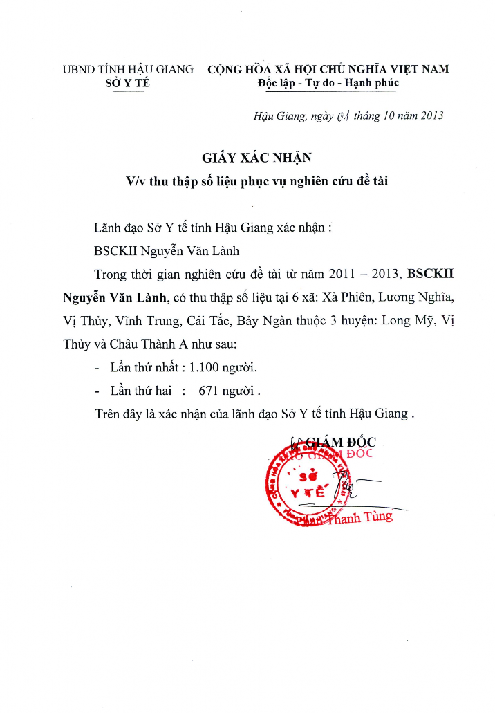 CHỈ TRÌNH ĐỘ NGHỀ NGHIỆP GHI CHÚ NAM NỮ Xác nhận trạm y tê Người điều tra 1