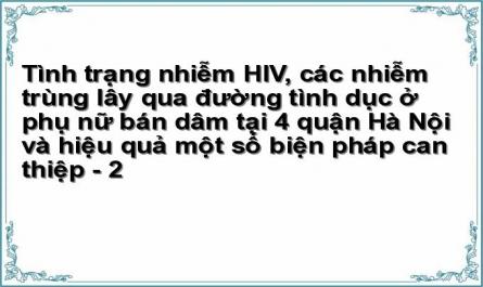 Tình trạng nhiễm HIV, các nhiễm trùng lây qua đường tình dục ở phụ nữ bán dâm tại 4 quận Hà Nội và hiệu quả một số biện pháp can thiệp - 2
