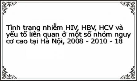 Tình trạng nhiễm HIV, HBV, HCV và yếu tố liên quan ở một số nhóm nguy cơ cao tại Hà Nội, 2008 - 2010 - 18