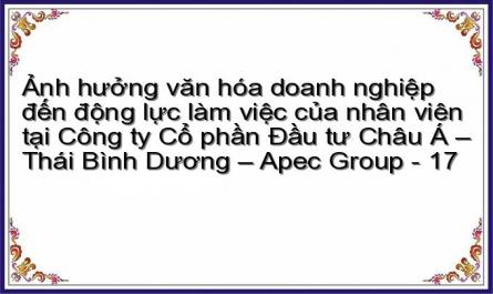 Ảnh hưởng văn hóa doanh nghiệp đến động lực làm việc của nhân viên tại Công ty Cổ phần Đầu tư Châu Á – Thái Bình Dương – Apec Group - 17