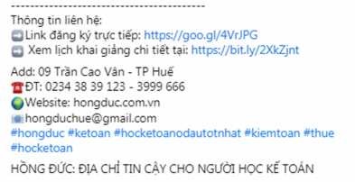 Hình 3 1 Thông tin Trung tâm Đào tạo và Tư vấn Hồng Đức thể hiện dưới bài 1