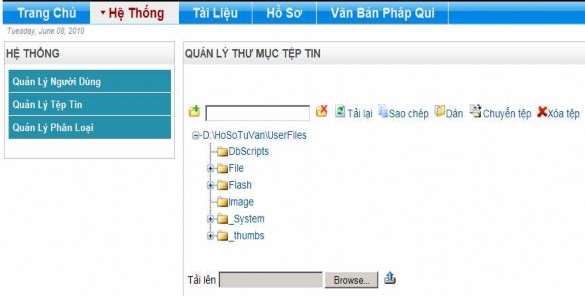 Giao diện quản lý các tài liệu theo cấu trúc cây hoặc theo bảng 34