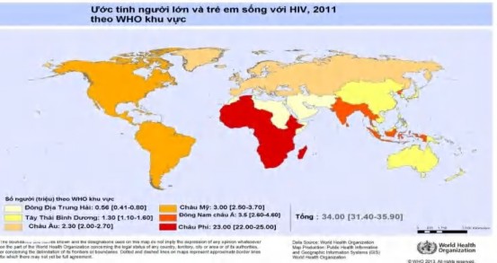 Bản đồ 1 1 Tỷ lệ hiện nhiễm HIV trên thế giới 2011 1