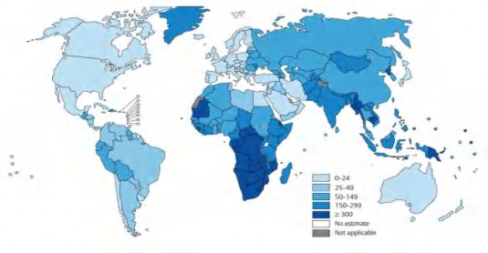 Bản đồ 1 2 Ước tính tỷ lệ mắc mới bệnh lao 2011 Mức độ nặng nề của 2