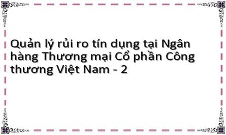 Quản lý rủi ro tín dụng tại Ngân hàng Thương mại Cổ phần Công thương Việt Nam - 2