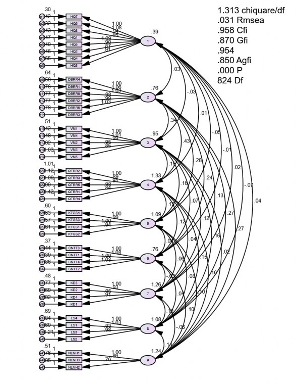 Extraction Method Principal Axis Factoring Rotation Method Promax with Kaiser Normalization CFA 1