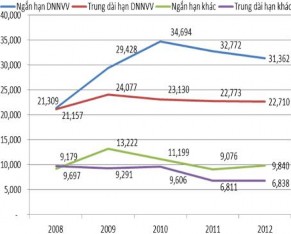 Nguồn Báo cáo tổng kết năm 2007 – 2012 của VPĐD KVMN NHNo PTNT VN và tính 1
