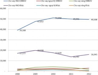 Ngu ồn Báo cáo tổng kết năm 2007 – 2012 c ủa VPĐD KVMN NHNo PTNT VN và tính 3