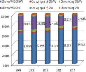 Ngu ồn Báo cáo tổng kết năm 2007 – 2012 c ủa VPĐD KVMN NHNo PTNT VN và tính 4