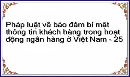 Pháp luật về bảo đảm bí mật thông tin khách hàng trong hoạt động ngân hàng ở Việt Nam - 25