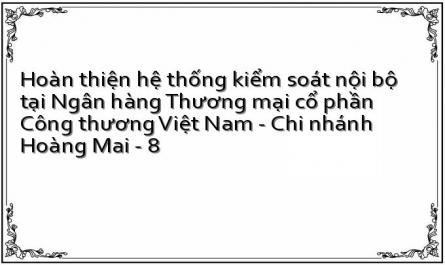 Hoàn thiện hệ thống kiểm soát nội bộ tại Ngân hàng Thương mại cổ phần Công thương Việt Nam - Chi nhánh Hoàng Mai - 8