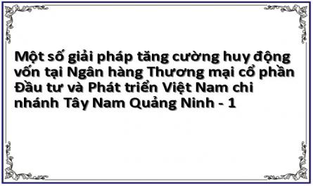 Một số giải pháp tăng cường huy động vốn tại Ngân hàng Thương mại cổ phần Đầu tư và Phát triển Việt Nam chi nhánh Tây Nam Quảng Ninh - 1