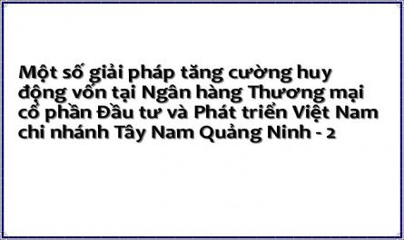 Một số giải pháp tăng cường huy động vốn tại Ngân hàng Thương mại cổ phần Đầu tư và Phát triển Việt Nam chi nhánh Tây Nam Quảng Ninh - 2