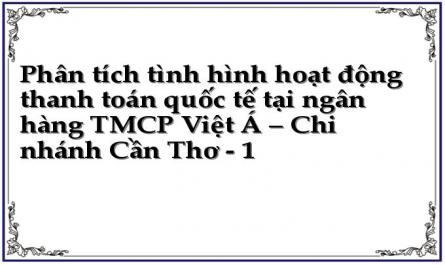 Phân tích tình hình hoạt động thanh toán quốc tế tại ngân hàng TMCP Việt Á – Chi nhánh Cần Thơ - 1
