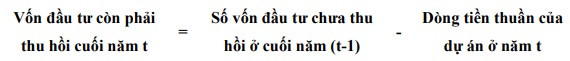 Xác định số năm thu hồi vốn đầu tư bằng cách tính số vốn đầu tư còn 2