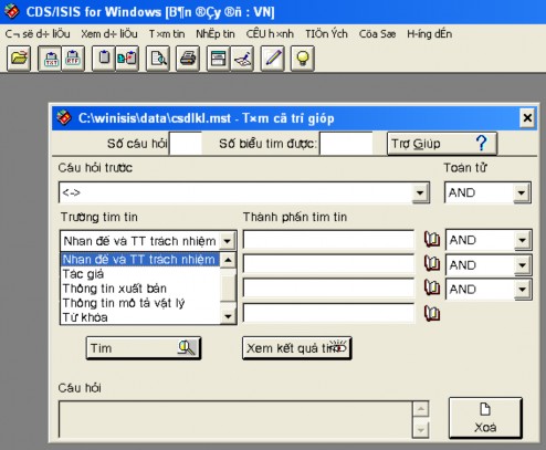 Bạn đọc tra tìm theo cách này có thể sử dụng các trường tìm tin có sẵn như 1